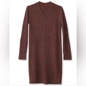 Kavu Wool V-Neck Sweater Dress in Deep Burgundy